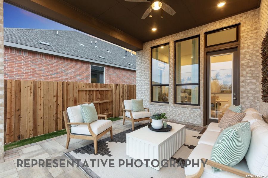 Exterior details and patio area of a home in The Ranches at Creekside, Boerne (Image 24).
