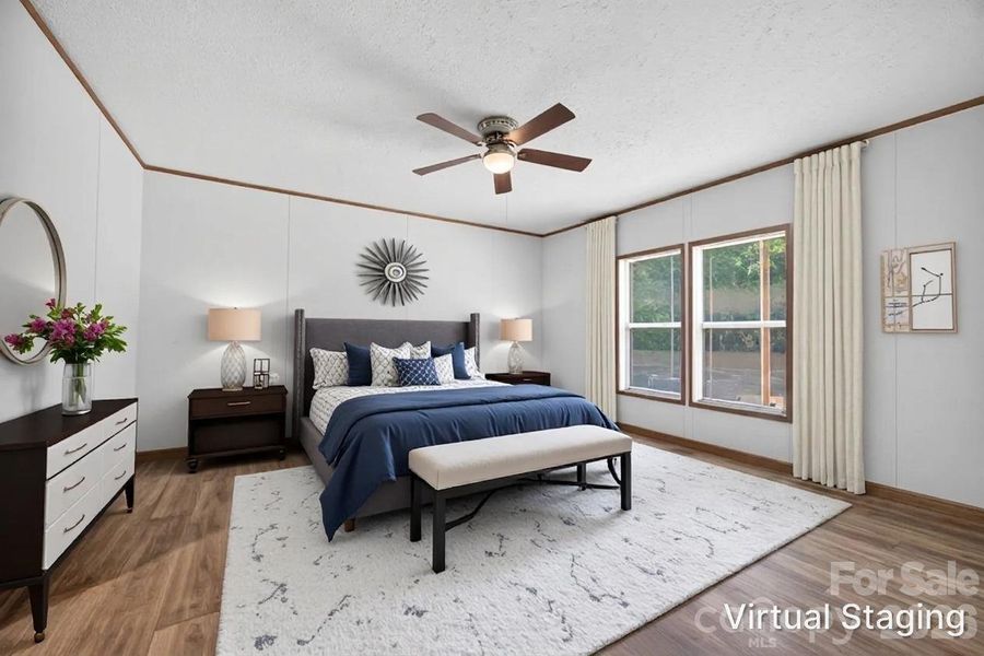 Primary bedroom virtually staged