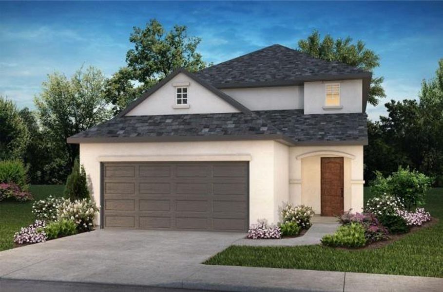 Front exterior of a new home in Sienna 40', Missouri City, TX, highlighting curb appeal (Image 2). Front exterior of a new home in Sienna 40', Missouri City, TX, highlighting curb appeal (Image 2).