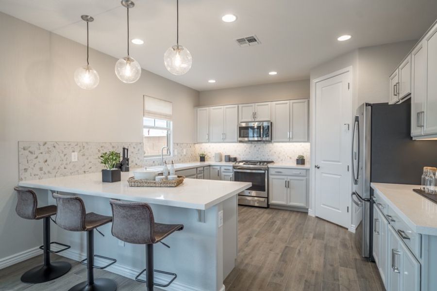 Furnished interior view inside a new home in Hawes Crossing, Mesa (Image 9). Furnished interior view inside a new home in Hawes Crossing, Mesa (Image 9).
