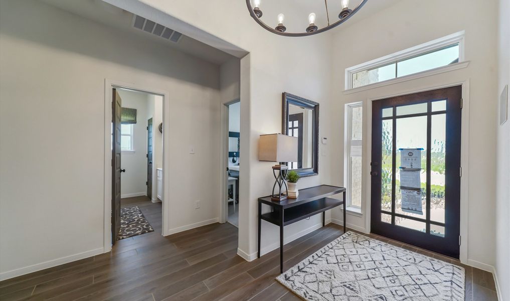 Foyer with high ceilings