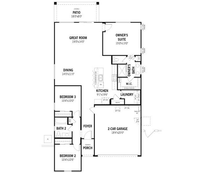 2D floor plan layout for the Coral by Mattamy Homes in Soleo, San Tan Valley, AZ (Image 3). 2D floor plan layout for the Coral by Mattamy Homes in Soleo, San Tan Valley, AZ (Image 3).