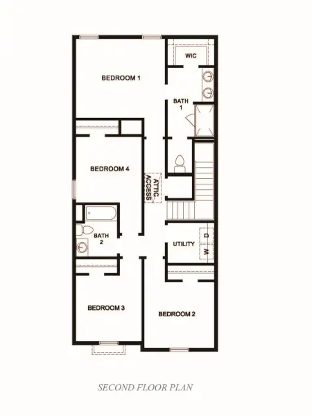 2D floor plan layout for the Naples by D.R. Horton in Dowdy Ferry, Dallas, TX (Image 4).