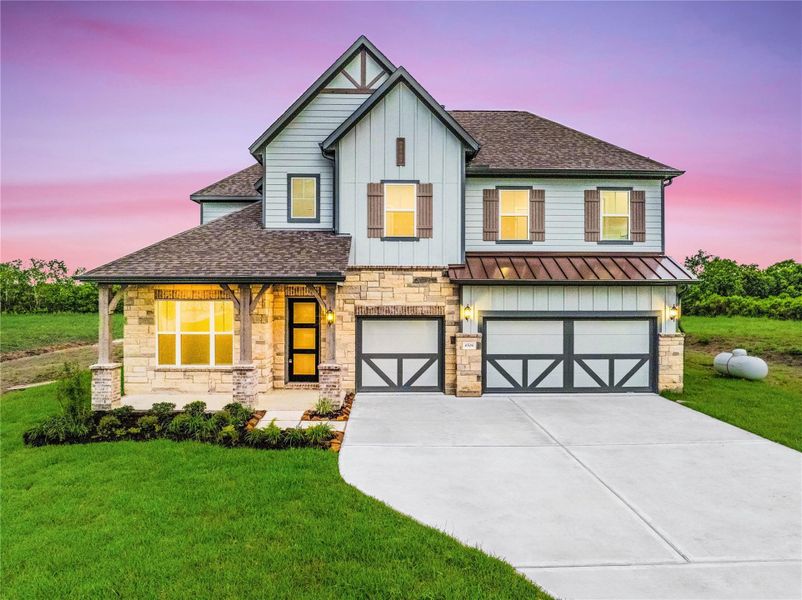 Front exterior of a new home in , Rosharon, TX, highlighting curb appeal (Image 30). Front exterior of a new home in , Rosharon, TX, highlighting curb appeal (Image 30).