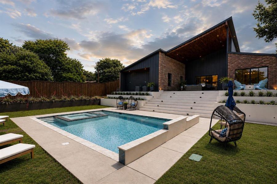 From any angle, this pool area delights.