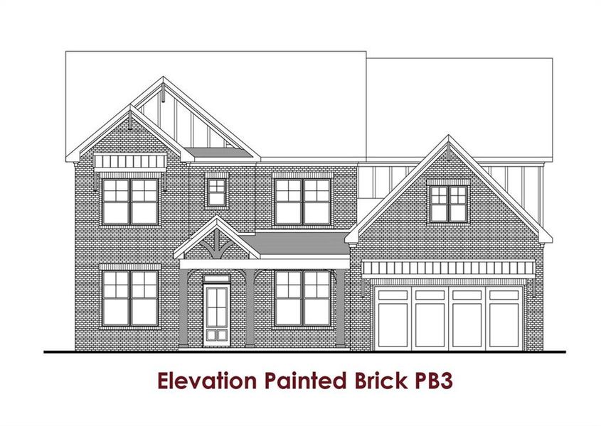 Exterior rendering of this home design in Rosewood Lake Estates, Hoschton, GA (Image 4).