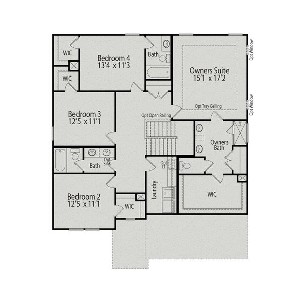 2D floor plan layout for the The Hickory II A by Davidson Homes LLC in Springvale South, Fuquay Varina, NC (Image 4). 2D floor plan layout for the The Hickory II A by Davidson Homes LLC in Springvale South, Fuquay Varina, NC (Image 4).