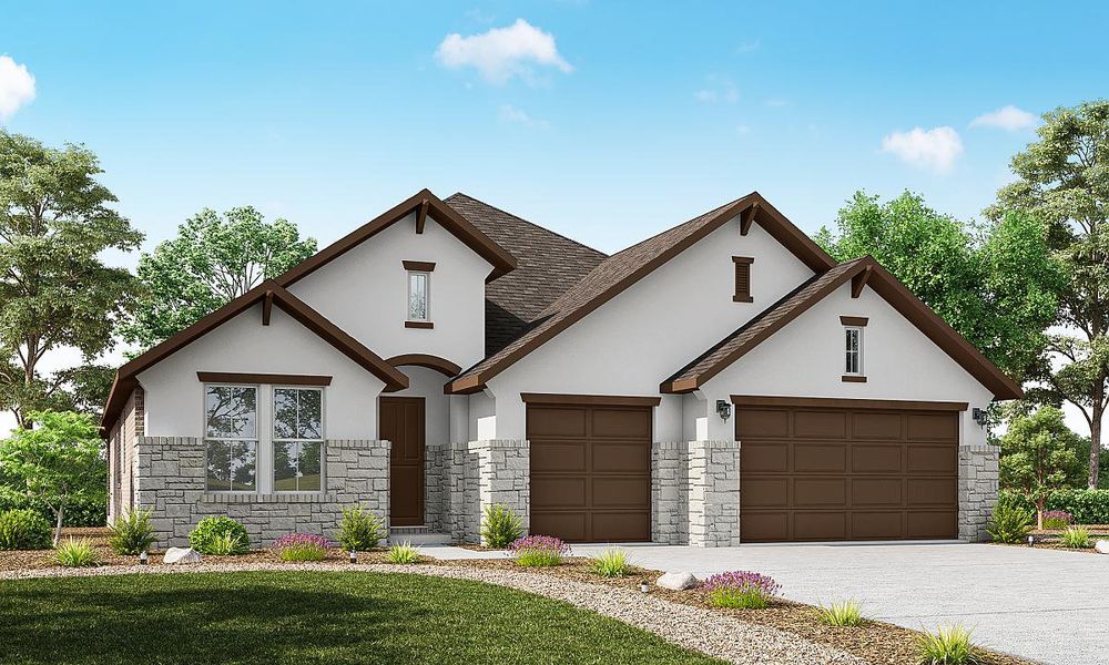 Representative exterior photo of a completed home built from the Dogwood by Caldwell Homes in The Highlands, Porter, TX (Image 28). Representative exterior photo of a completed home built from the Dogwood by Caldwell Homes in The Highlands, Porter, TX (Image 28).