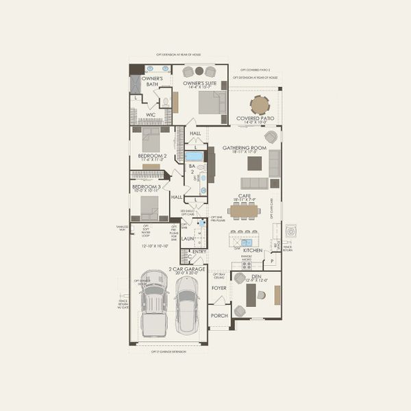 2D floor plan layout of this home in Jorde Farms, Queen Creek, AZ (Image 3).