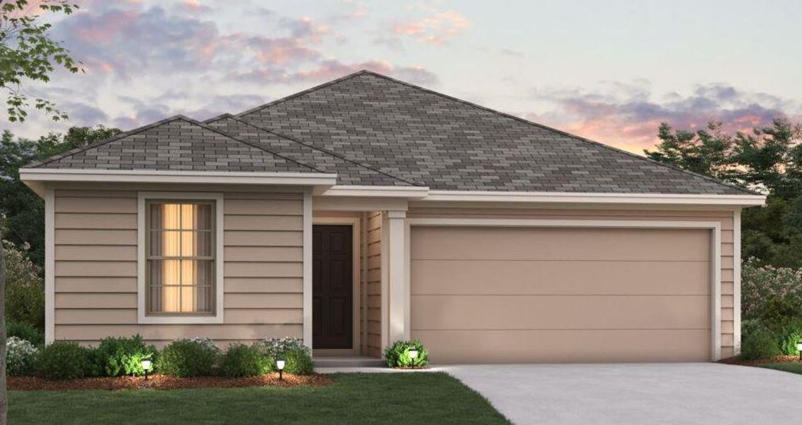 Front exterior of a new home in Marble Creek Crossing, Austin, TX, highlighting curb appeal (Image 1).