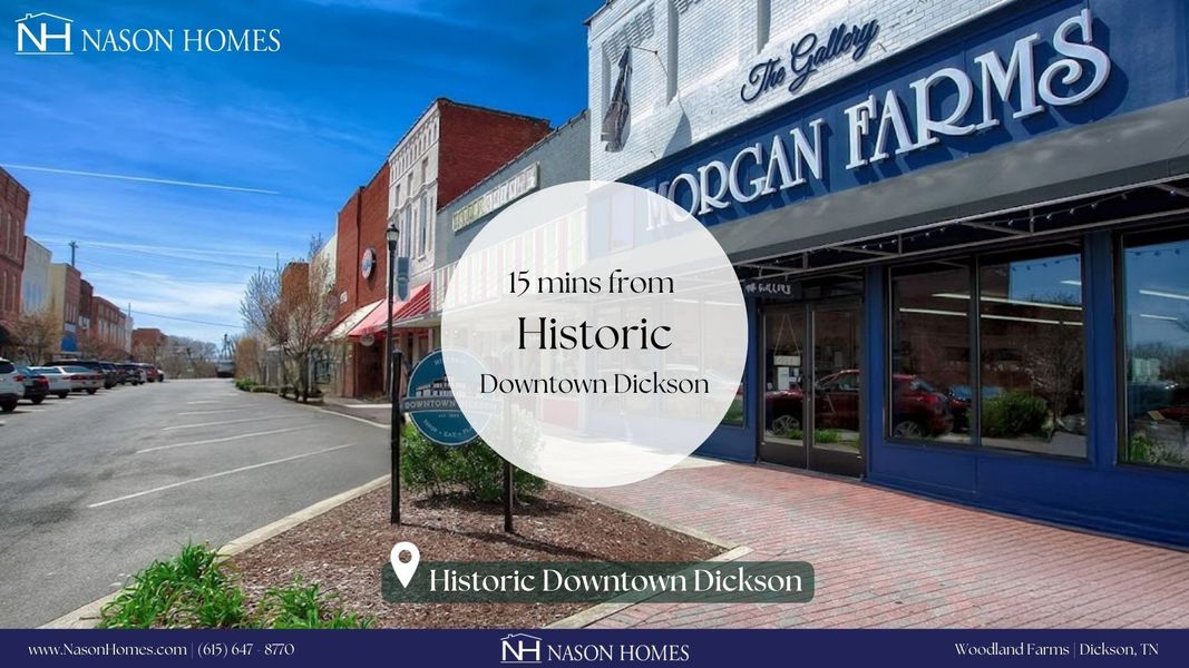 Front exterior of a new home in Woodland Farms, Dickson, TN, highlighting curb appeal (Image 1). Front exterior of a new home in Woodland Farms, Dickson, TN, highlighting curb appeal (Image 1).