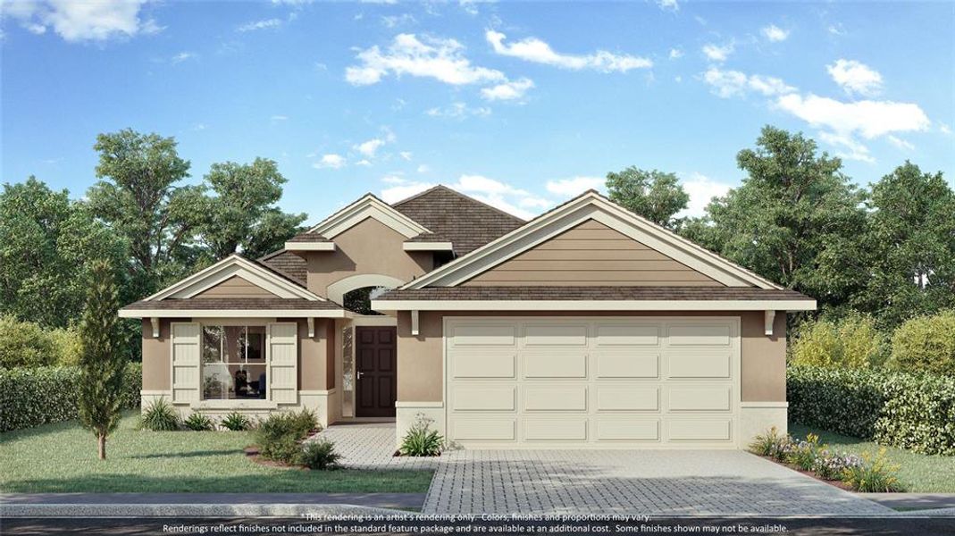 Front exterior of a new home in Coastal Gardens at Town Center, Palm Coast, FL, highlighting curb appeal (Image 1).