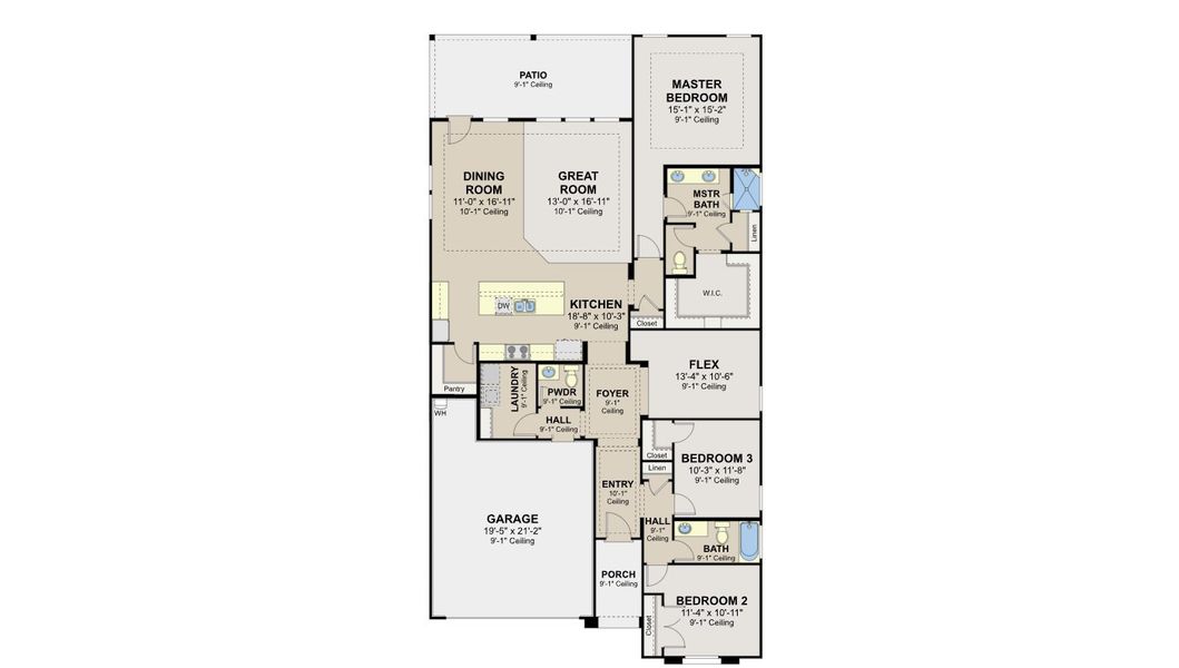 2D floor plan layout for the Abilene by Hakes Brothers in Hunters Ranch, San Antonio, TX (Image 4).