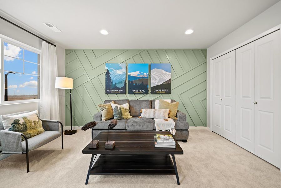Representative furnished interior of a home built from the The Bellhaven by Challenger Homes in Sky Ranch - Highland Collection, Watkins (Image 17).