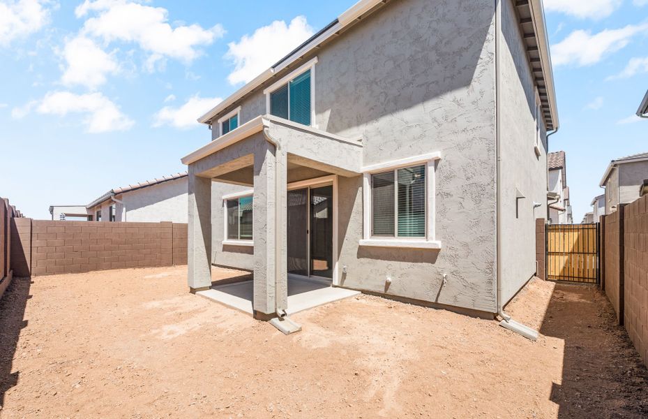 Exterior details and patio area of a home in Asante- Atrium Series, Surprise (Image 3).