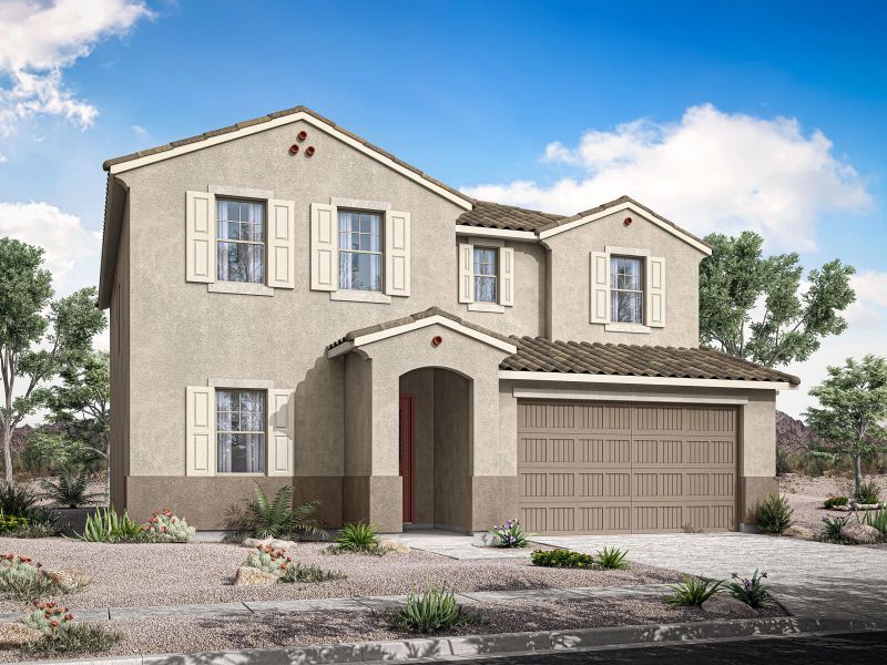 Representative exterior photo of a completed home built from the Lagoon by Mattamy Homes in Landmarke, Queen Creek, AZ (Image 21). Representative exterior photo of a completed home built from the Lagoon by Mattamy Homes in Landmarke, Queen Creek, AZ (Image 21).