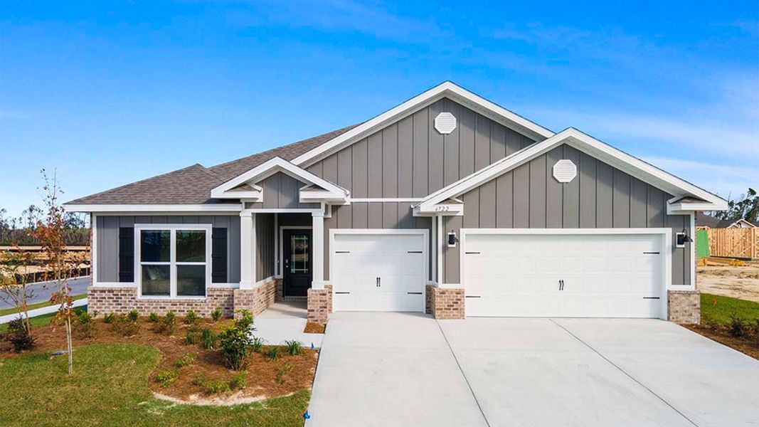 Representative exterior photo of a completed home built from the The Camden by D.R. Horton in Liberty, Panama City, FL (Image 1).