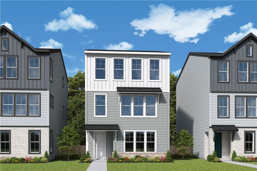 Front exterior of a new home in Celesta, Scottdale, GA, highlighting curb appeal (Image 1). Front exterior of a new home in Celesta, Scottdale, GA, highlighting curb appeal (Image 1).