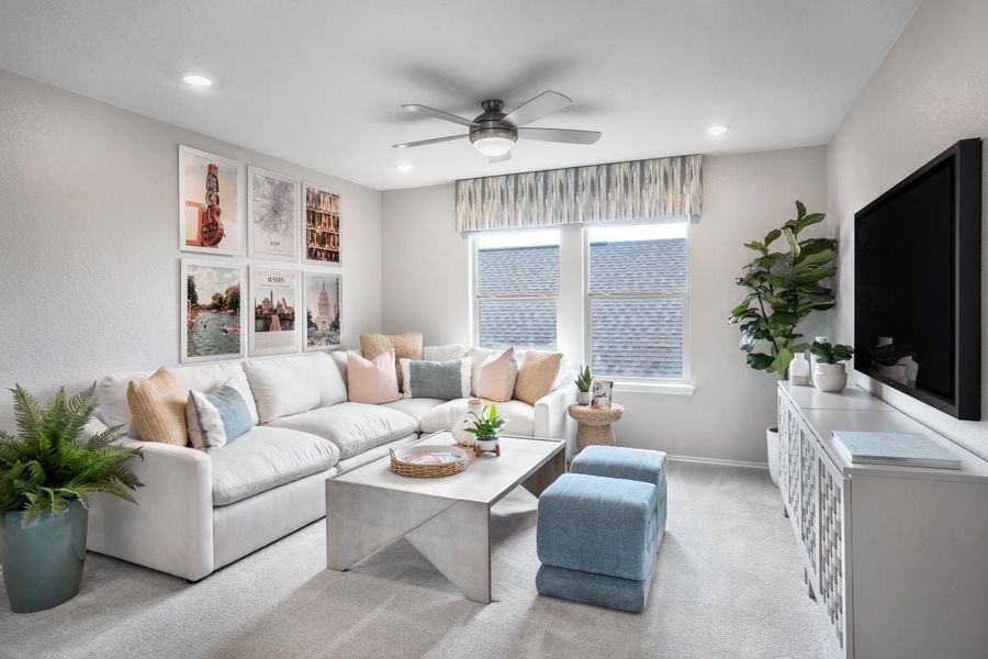 Representative furnished interior of a home built from the 2458 by KB Home in Creekside at Estancia, Austin (Image 8).