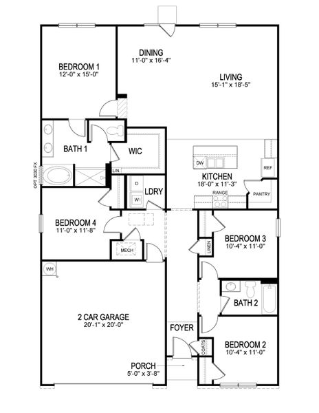 2D floor plan layout for the CALI by D.R. Horton in Creekview, Atlanta, GA (Image 3). 2D floor plan layout for the CALI by D.R. Horton in Creekview, Atlanta, GA (Image 3).