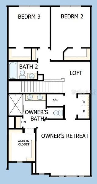 2D floor plan layout of this home in Emerald Landing at Waterside at Lakewood Ranch – Towns, Sarasota, FL (Image 4).
