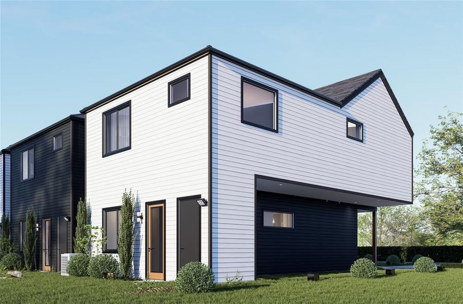 Digital Rendering and Digitally Staged - Actual finishes may differ.Exterior Rear - 3916 is the home on the right.