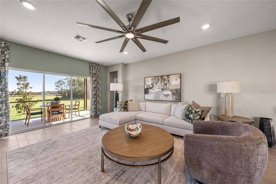 Furnished interior view inside a new home in Pioneer Ranch: Pioneer Ranch 50's, Ocala (Image 11). Furnished interior view inside a new home in Pioneer Ranch: Pioneer Ranch 50's, Ocala (Image 11).