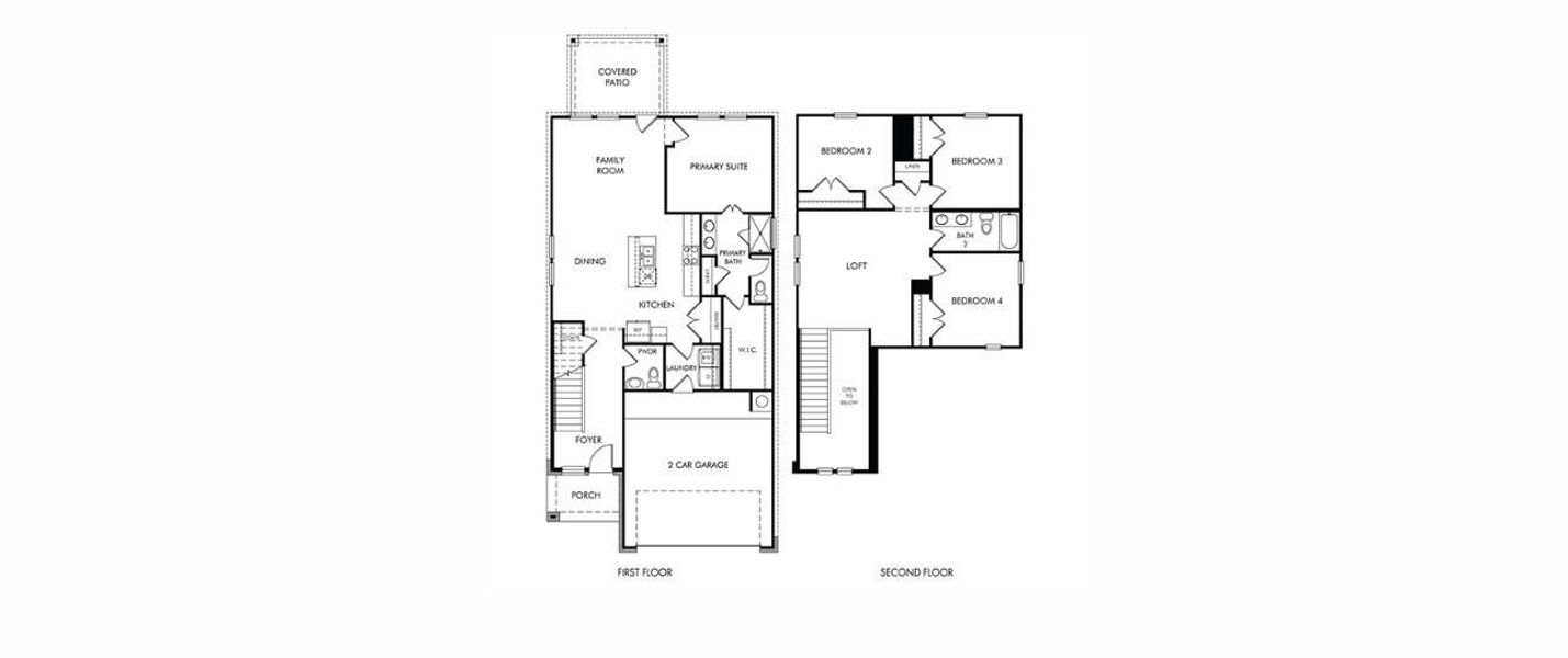2D floor plan layout of this home in Granger Pointe - Traditional Series, Conroe, TX (Image 4).