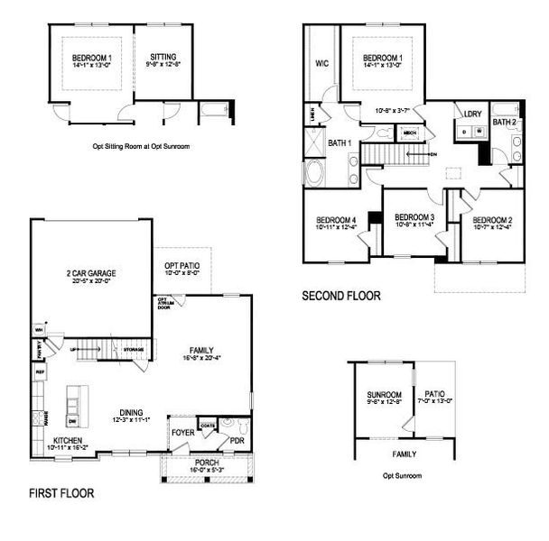 2D floor plan layout for the CARROLL II by D.R. Horton in Braselton Village, Braselton, GA (Image 3).
