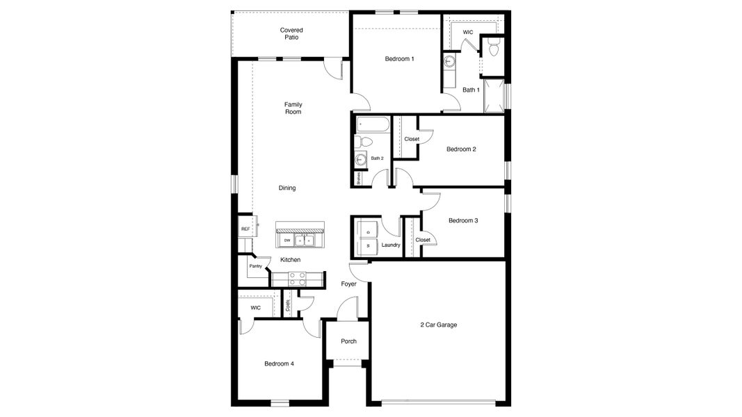 2D floor plan layout for the Elgin by D.R. Horton in Vista Park, Decatur, TX (Image 4).