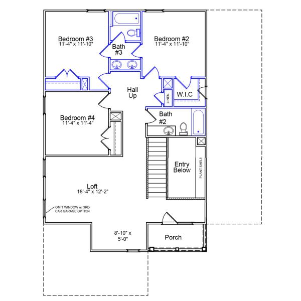 2D floor plan layout of this home in Scotts Hill Village, Wilmington, NC (Image 3).