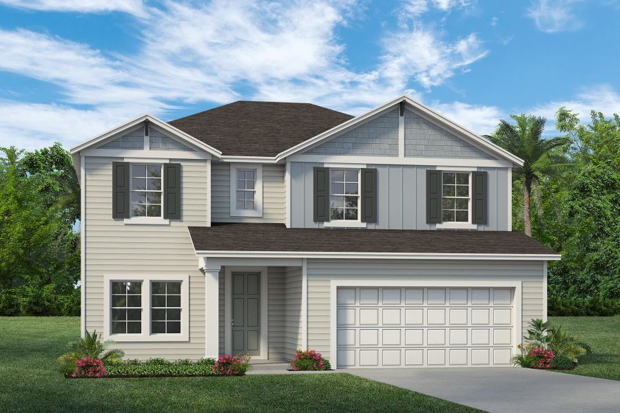 Representative exterior photo of a completed home built from the Key Largo by Rockwell Homes in Grassmere, Zellwood, FL (Image 6). Representative exterior photo of a completed home built from the Key Largo by Rockwell Homes in Grassmere, Zellwood, FL (Image 6).