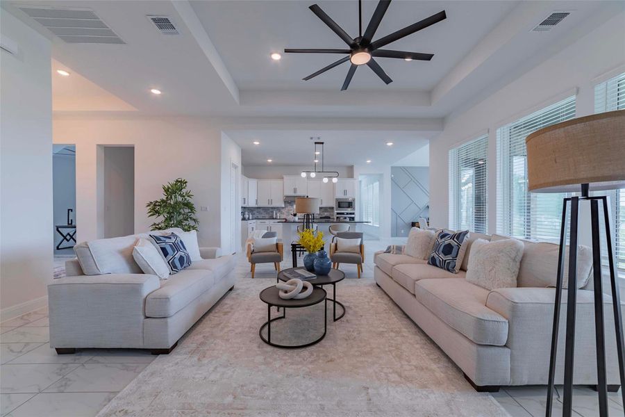 Furnished interior view inside a new home in Spicewood Trails, Spicewood (Image 18). Furnished interior view inside a new home in Spicewood Trails, Spicewood (Image 18).