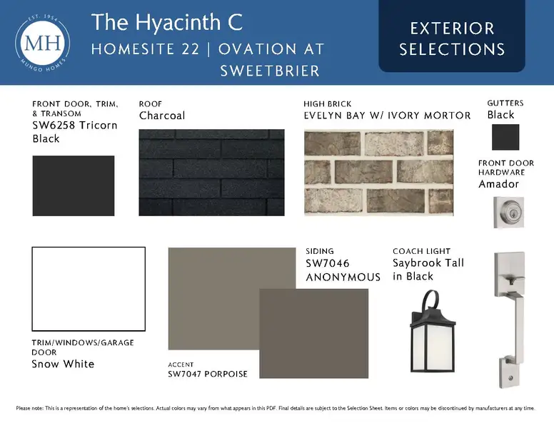 Sample of building materials used in homes in Ovation at Sweetbrier, Durham (Image 4). Sample of building materials used in homes in Ovation at Sweetbrier, Durham (Image 4).