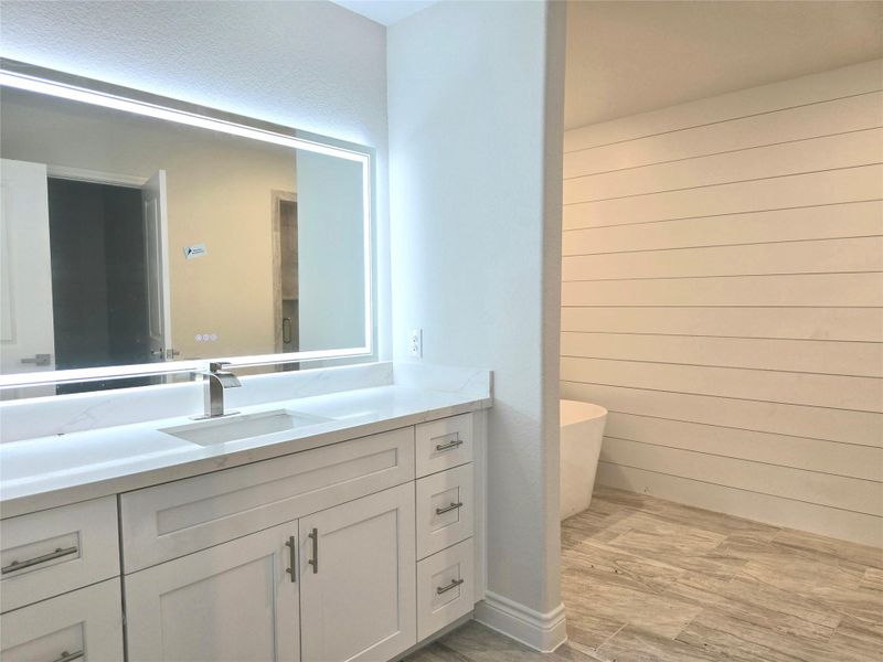 Primary Bathroom with Shiplap Primary Bathroom with Shiplap