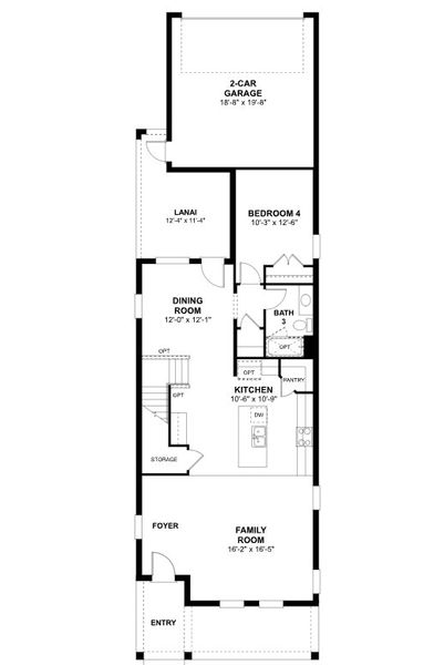 2D floor plan layout for the Sandestin - Avenue Collection by M/I Homes in Center Lake on the Park, St. Cloud, FL (Image 3).