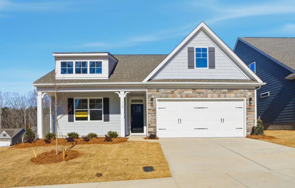 Front exterior of a new home in Villas at Prestwick, Mooresville, NC, highlighting curb appeal (Image 2).
