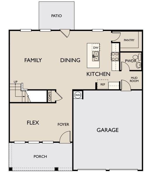 2D floor plan layout of this home in The Pointe at Heron Bay, Locust Grove, GA (Image 5).
