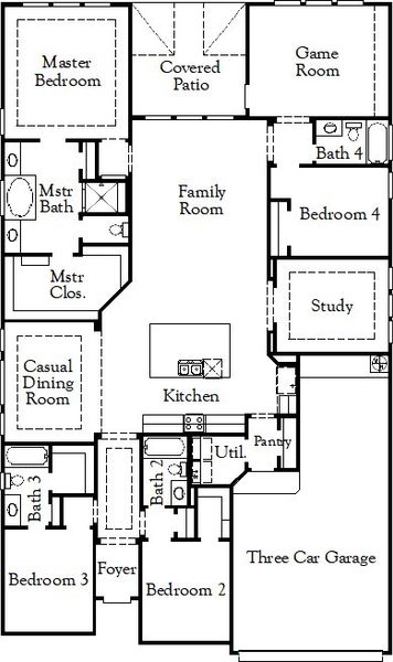 2D floor plan layout of this home in 6 Creeks 55', Kyle, TX (Image 5). 2D floor plan layout of this home in 6 Creeks 55', Kyle, TX (Image 5).
