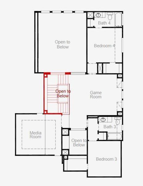 2D floor plan layout of this home in The Meadows at Imperial Oaks, Spring, TX (Image 3).