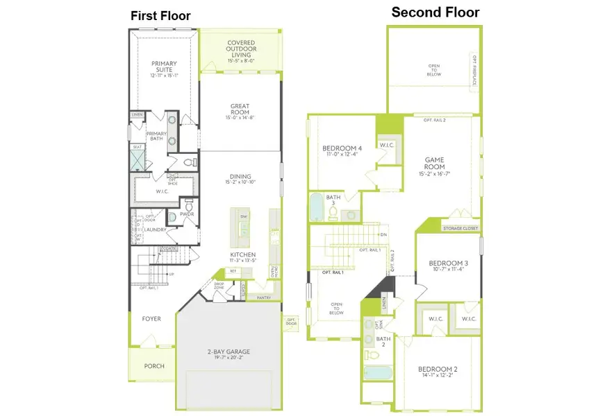 2D floor plan layout of this home in The Meadows, Denton, TX (Image 2). 2D floor plan layout of this home in The Meadows, Denton, TX (Image 2).
