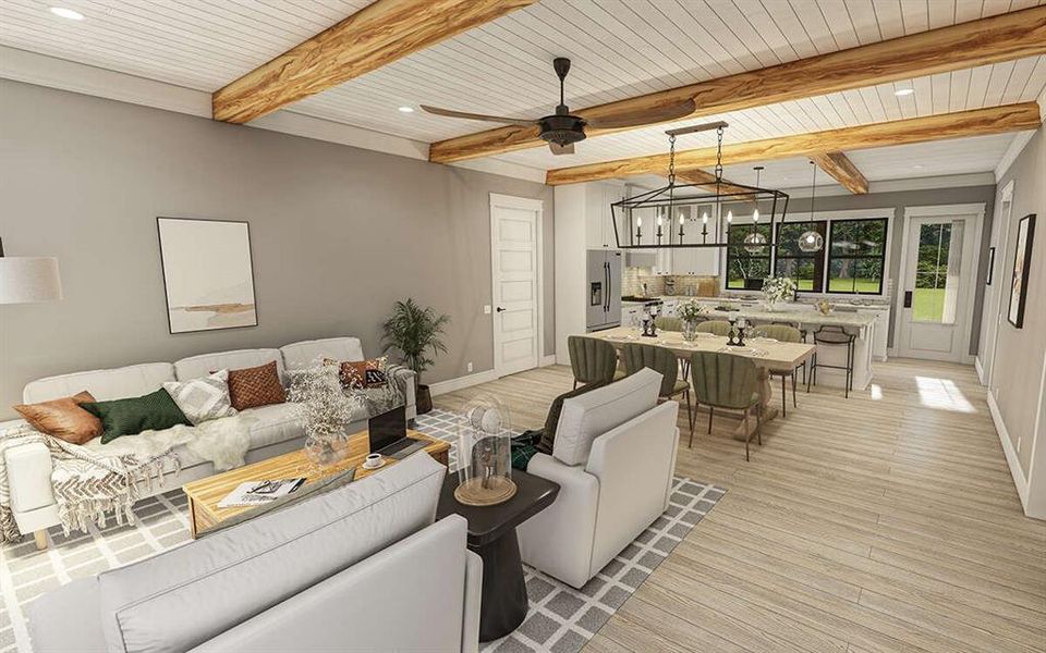 Open living with large windows for all that natural light to shine through your new home!