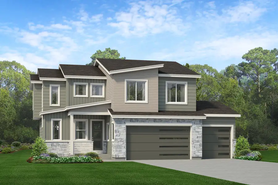 Front exterior of a new home in Cherry Meadows, Brighton, CO, highlighting curb appeal (Image 1). Front exterior of a new home in Cherry Meadows, Brighton, CO, highlighting curb appeal (Image 1).