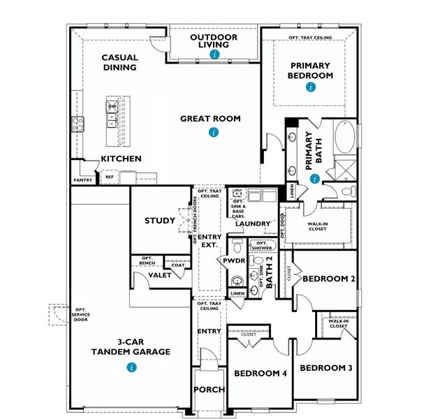 2D floor plan layout for the 5009 by Shea Homes in The Grand Prairie 60', Hockley, TX (Image 3).