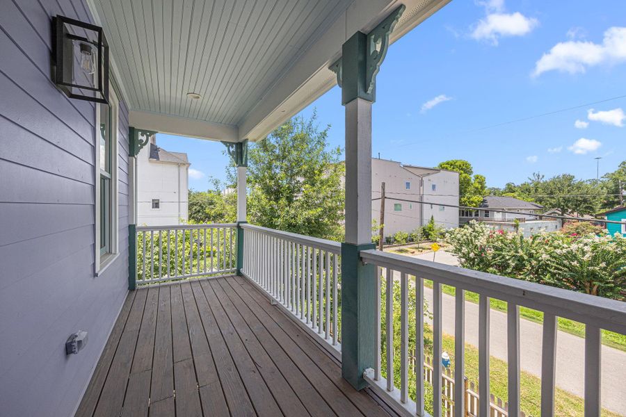 The wide 2nd floor balcony offers additional outdoor space for relaxing. The wide 2nd floor balcony offers additional outdoor space for relaxing.