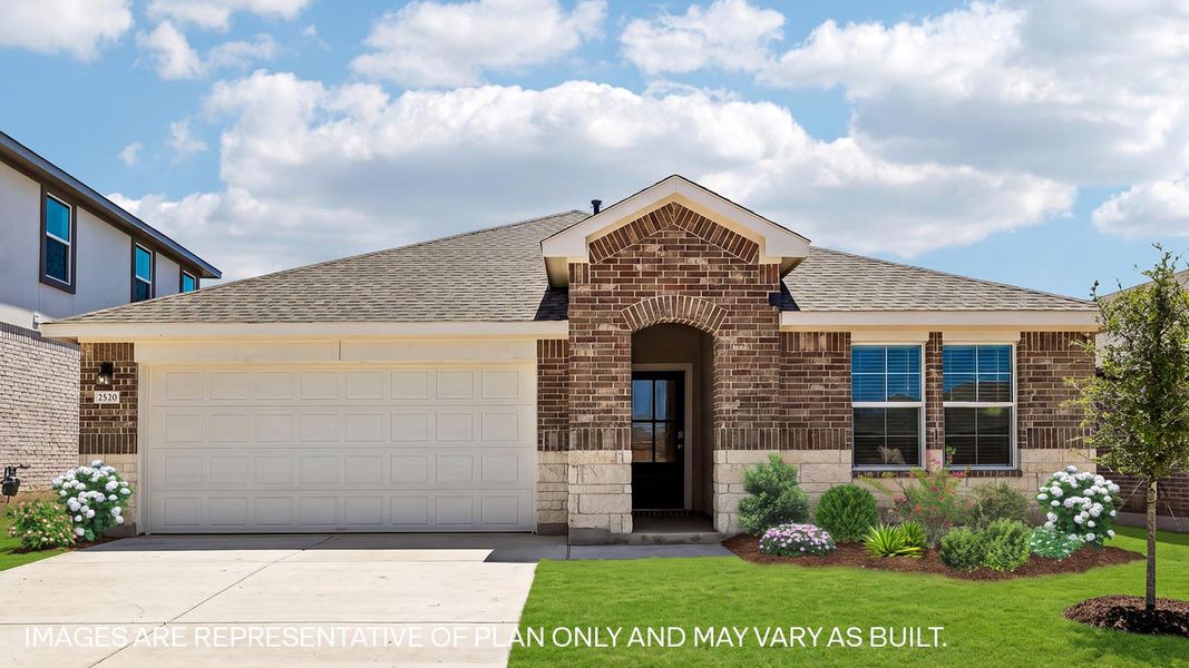 Representative exterior photo of a completed home built from the The Lakeway by D.R. Horton in Bar W Ranch, Leander, TX (Image 1). Representative exterior photo of a completed home built from the The Lakeway by D.R. Horton in Bar W Ranch, Leander, TX (Image 1).