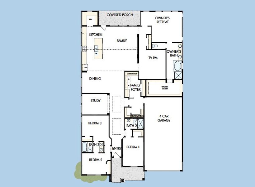 2D floor plan layout for the The Jacksboro by David Weekley Homes in Briggs Ranch – Signature Legacy Series, San Antonio, TX (Image 3).