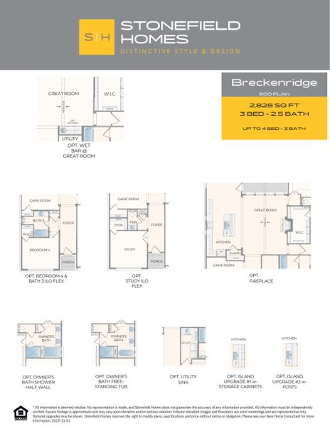 2D floor plan layout for the Breckenridge by Stonefield Homes in Heath Golf and Yacht Club, Rockwall, TX (Image 6).