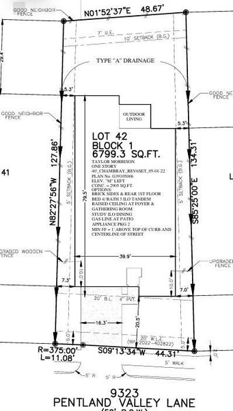 9323 Pentland Valley Lane preliminary plot plan 9323 Pentland Valley Lane preliminary plot plan