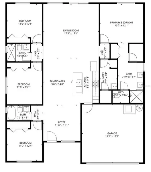 2D floor plan layout of this home in , Indian Lake Estates, FL (Image 4).
